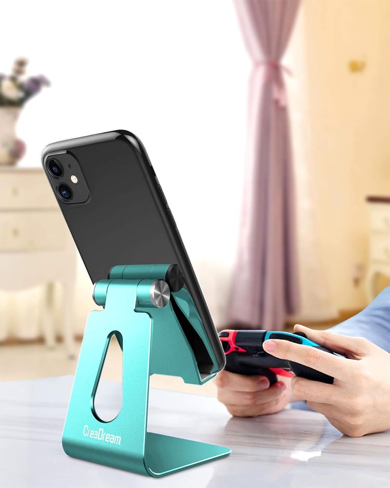 CreaDream Adjustable Cell Phone Stand, Phone Stand, Cradle, Dock, Holder, Aluminum Desktop Stand Compatible with iPhone Xs Max Xr 8 7 6 6s Plus 5s Charging, Accessories Desk,All Smart Phone-Mint Green - Image 4