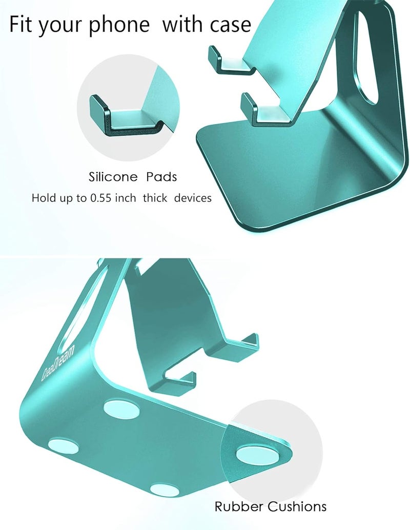 CreaDream Adjustable Cell Phone Stand, Phone Stand, Cradle, Dock, Holder, Aluminum Desktop Stand Compatible with iPhone Xs Max Xr 8 7 6 6s Plus 5s Charging, Accessories Desk,All Smart Phone-Mint Green - Image 5
