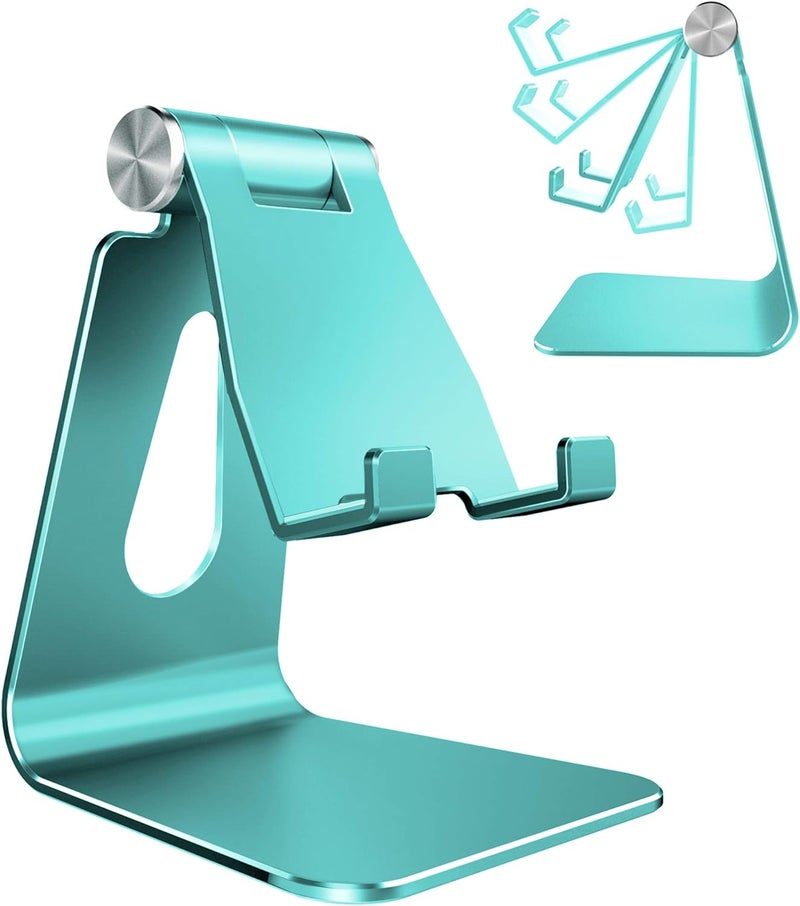 CreaDream Adjustable Cell Phone Stand, Phone Stand, Cradle, Dock, Holder, Aluminum Desktop Stand Compatible with iPhone Xs Max Xr 8 7 6 6s Plus 5s Charging, Accessories Desk,All Smart Phone-Mint Green - Image 1