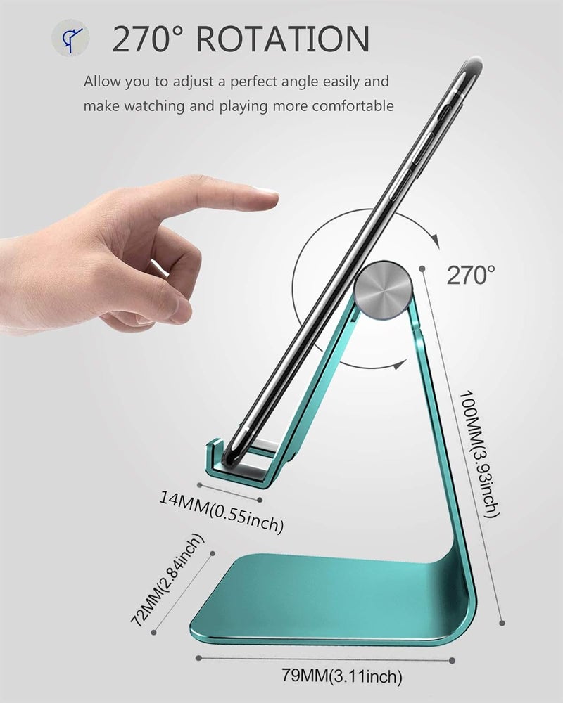 CreaDream Adjustable Cell Phone Stand, Phone Stand, Cradle, Dock, Holder, Aluminum Desktop Stand Compatible with iPhone Xs Max Xr 8 7 6 6s Plus 5s Charging, Accessories Desk,All Smart Phone-Mint Green - Image 3