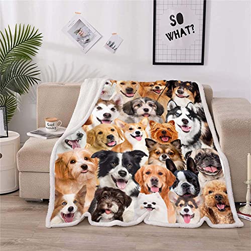 Juirnost Dog Print Plush Throw - Super Soft, 50" x 60" - Funny Cute Dogs on Blanket - Dog Themed Gifts for Women & Girls - Image 2