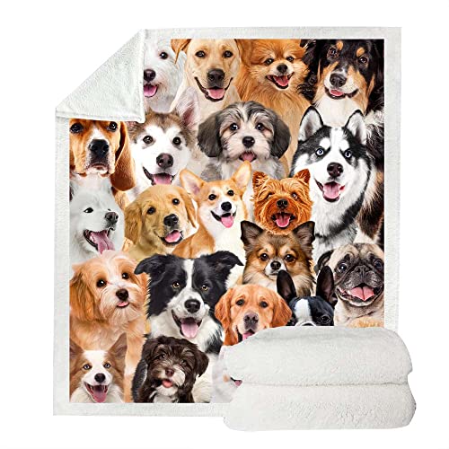 Juirnost Dog Print Plush Throw - Super Soft, 50" x 60" - Funny Cute Dogs on Blanket - Dog Themed Gifts for Women & Girls - Image 4