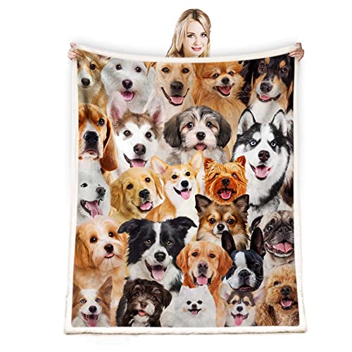 Juirnost Dog Print Plush Throw - Super Soft, 50" x 60" - Funny Cute Dogs on Blanket - Dog Themed Gifts for Women & Girls - Image 1