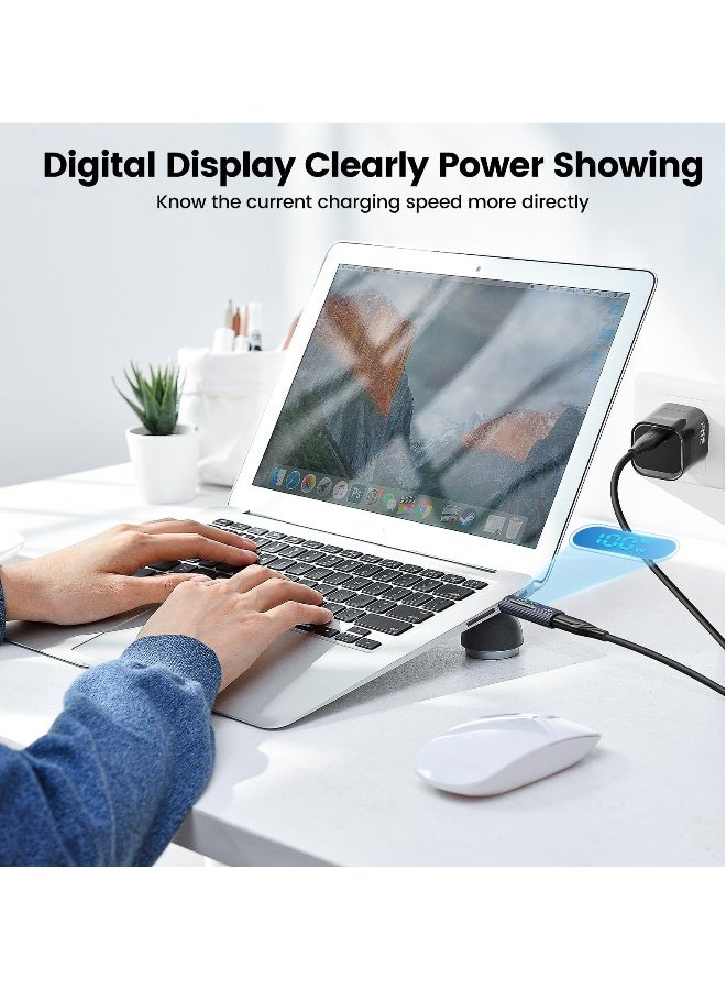2 Pack USB to USB C Adapter, 100W USB C Female to USB C Male Extension Adapter Type C Power Meter Tester with Digital Display for iPad Pro iPhone 15 Pro Max MacBook Pro Laptop and All USB C Cable  - Image 2