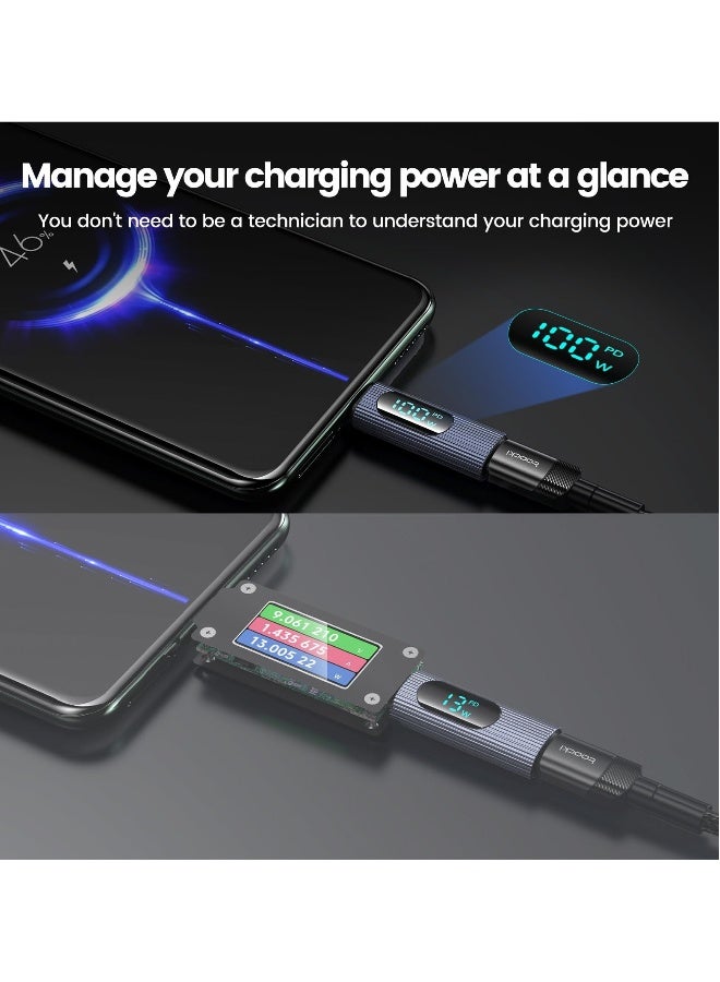 2 Pack USB to USB C Adapter, 100W USB C Female to USB C Male Extension Adapter Type C Power Meter Tester with Digital Display for iPad Pro iPhone 15 Pro Max MacBook Pro Laptop and All USB C Cable  - Image 5