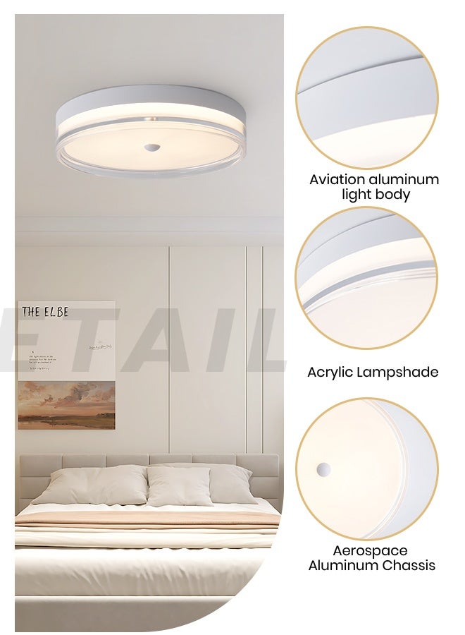 YATAI LIGHTING Modern White LED Ceiling Light – 48W Modern Round Fixture with Remote Dimming, Wood-Grain Finish for Bedroom & Living Room,50cm - Image 4