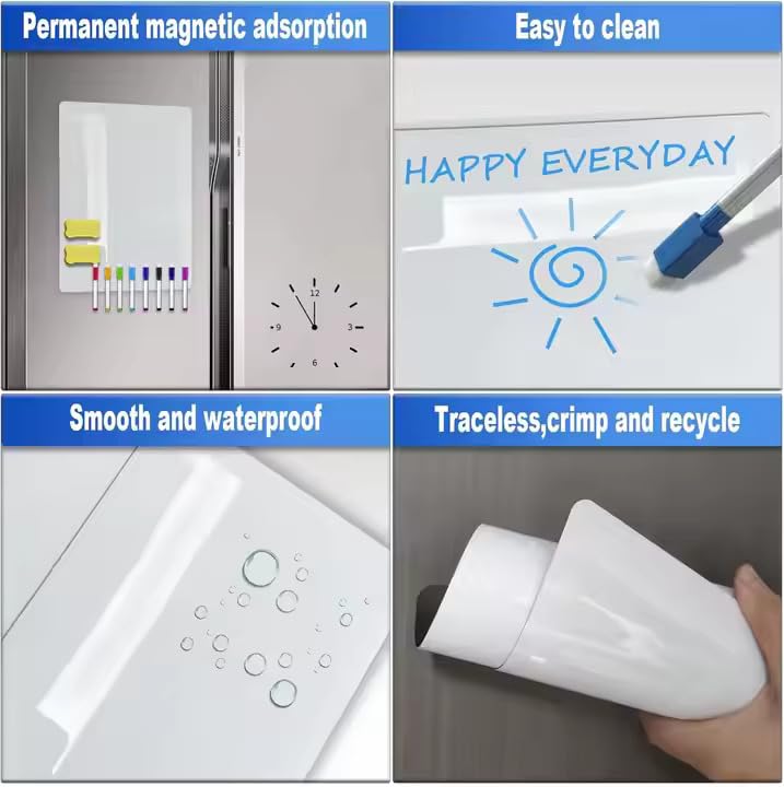 Rangoli Vinyl, Magnetic White Board Planner Sheet (23x30cm, Landscape) with Marker Pen - Dry Erase Flexible Writing Film for Kitchen Fridge/Office Godrej/Metal Wardrobe - Image 2