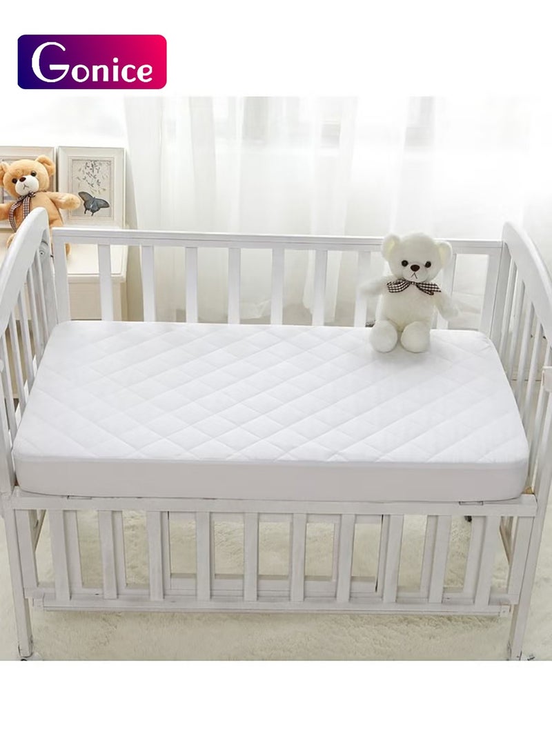 Gonice 1 Pack Waterproof Crib Mattress Protector, Extra Soft Breathable & Noiseless Toddler Mattress Pad 70*130cm, White  - Image 1