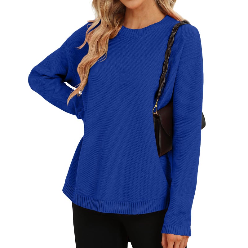 DB MOON Women Royal Blue 2026 Pullover Sweater Fall Casual Crewneck Long Sleeve Knit Tops for Women M - Image 2