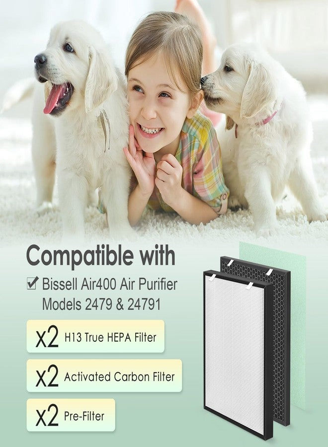 HSIAMEN Air400 Filter Compatible with Bissell Air400 Air Purifier, 2 H13 True HEPA Filter, 2 Carbon Filter & 2 Pre-Filters, Compared to Part 2520 2521 - Image 2