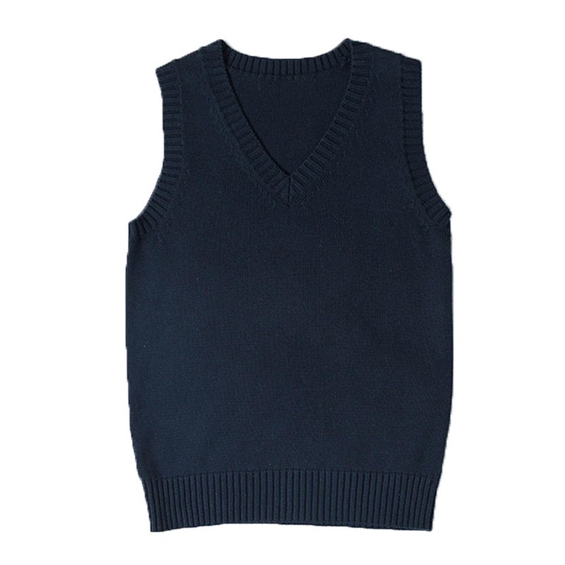 ZUEVI Women's Sweater Vest Classic V Neck Uniform Pullover Knitwear Tops Sleeveless Knitted Sweaters Vests(Navy-L) - Image 4