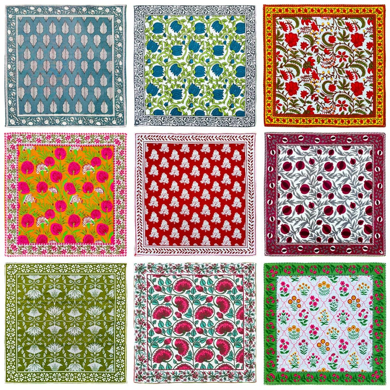 DIYANA IMPEX DIYANAIMPEX 10 Pc Cotton Cloth Napkins Hand Block Print Hand Made Size 16x16 Inch Printed Home Decor Indian Eco Friendly Mix Lot Dinner Napkins (Multiborder) - Image 1