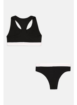French Connection Women 2 Pcs Brand Logo Non-Padded Brallette And Briefs, Black  - Image 2