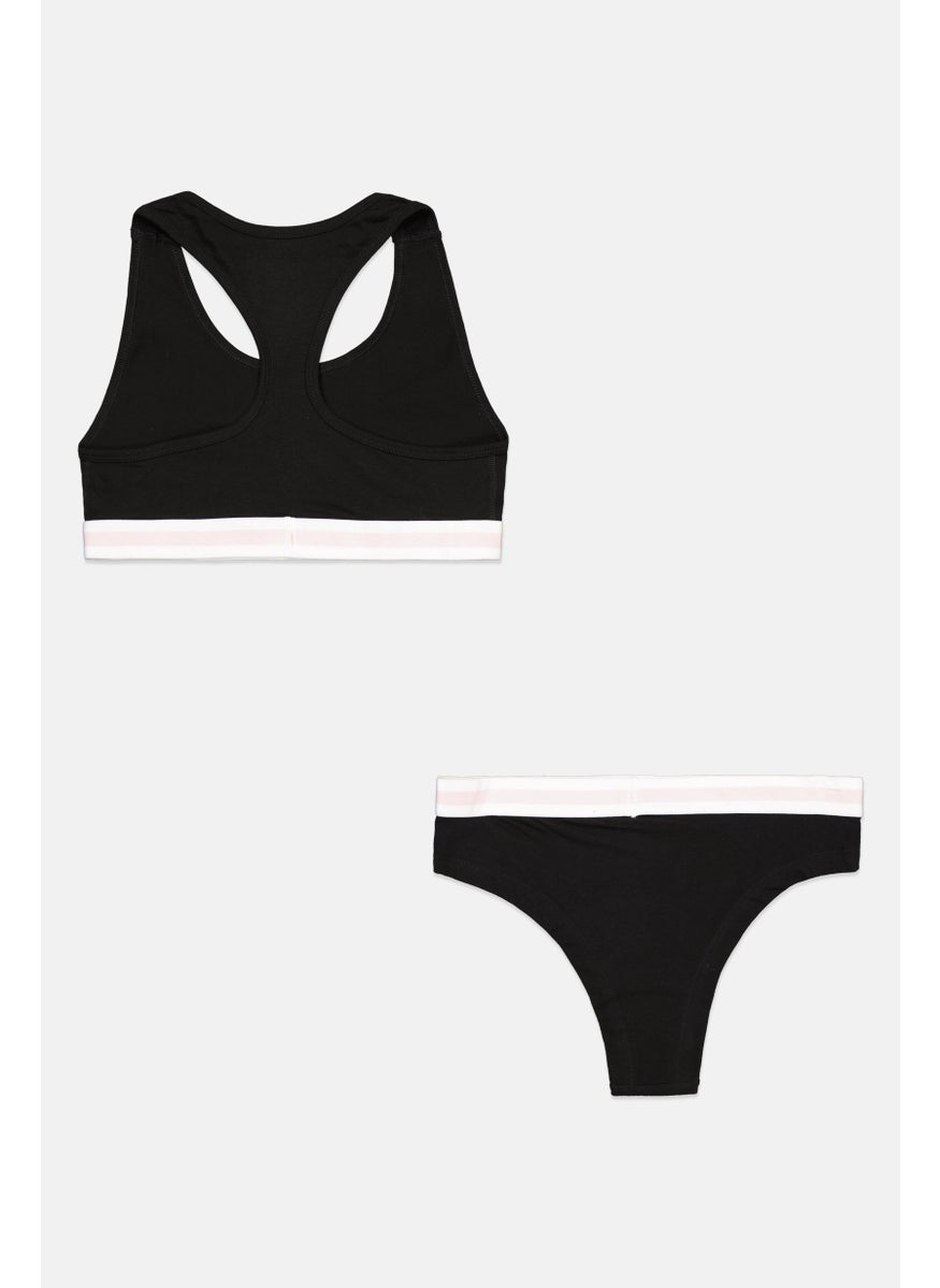 French Connection - Women 2 Pcs Brand Logo Non-Padded Brallette And Briefs, Black - Image 1
