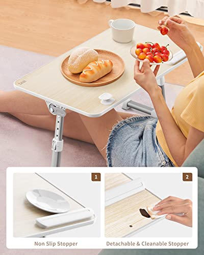 SAIJI Laptop Bed Tray Table, Adjustable Home Office Standing Desk Portable Lightweight Foldable Lap Desk for Sofa Couch Floor Working Studying Reading Writing Eating,Fit Up to 17" Laptop(Large,Teak) - Image 2
