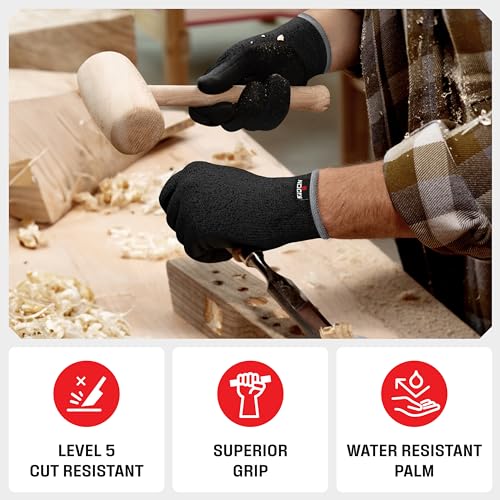 NoCry Professional Cut Resistant Work Gloves for Men and Women with Firm Grip and Waterproof Palms — Touchscreen Tips & Reinforced Thumb — Ideal for Cutting, Slicing and Dicing - Image 3