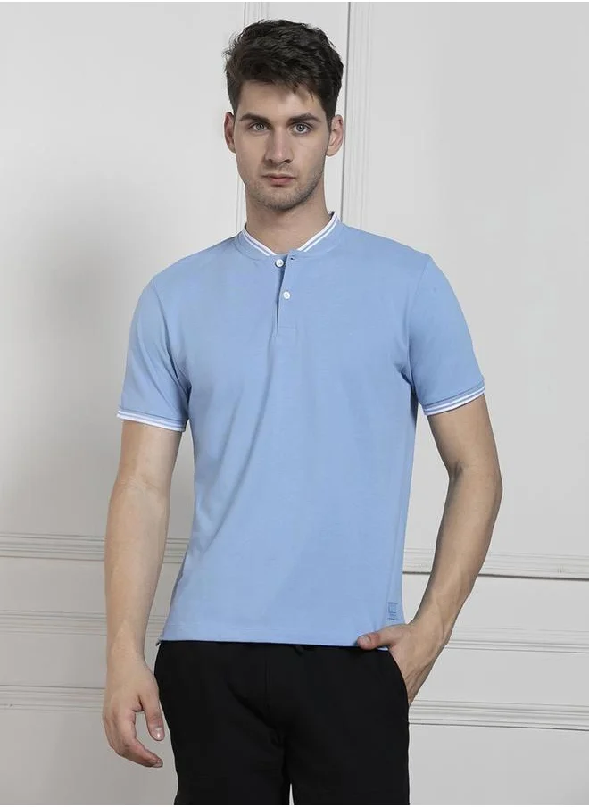 Dennis Lingo Solid Mandarin Neck T-Shirt by Styli
