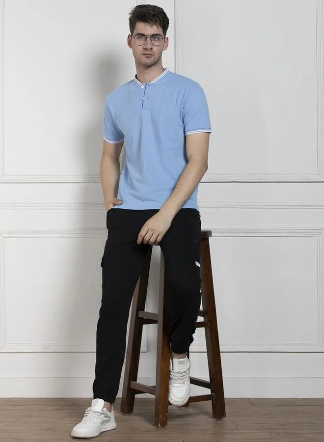 Dennis Lingo Dennis Lingo Solid Mandarin Neck T-Shirt