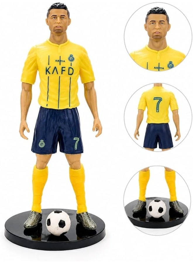 First Choice مجسم لاعب كرة القدم كريستيانو رونالدو بزي نادي النصر السعودي، تمثال ديكور واقعي عالي التفاصيل مع قاعدة ثابتة وكرة قدم، مجسم تذكاري مثالي لتزيين المكاتب والغرف، ارتفاع 24 سم - Image 2