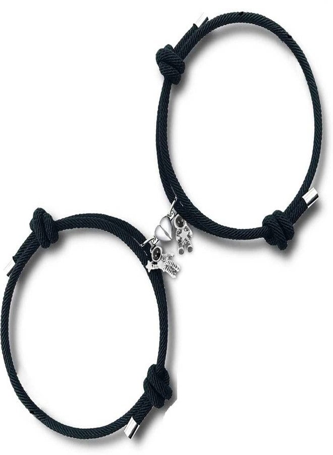 BEAUTIVIA Unisex-Adult Astronaut Magnetic Thread Adjustable Magnetic Relationship Spaceman Astronaut Matching Broken Heart Shape Romantic Love Couples Promise Friendship Bracelet - Image 1
