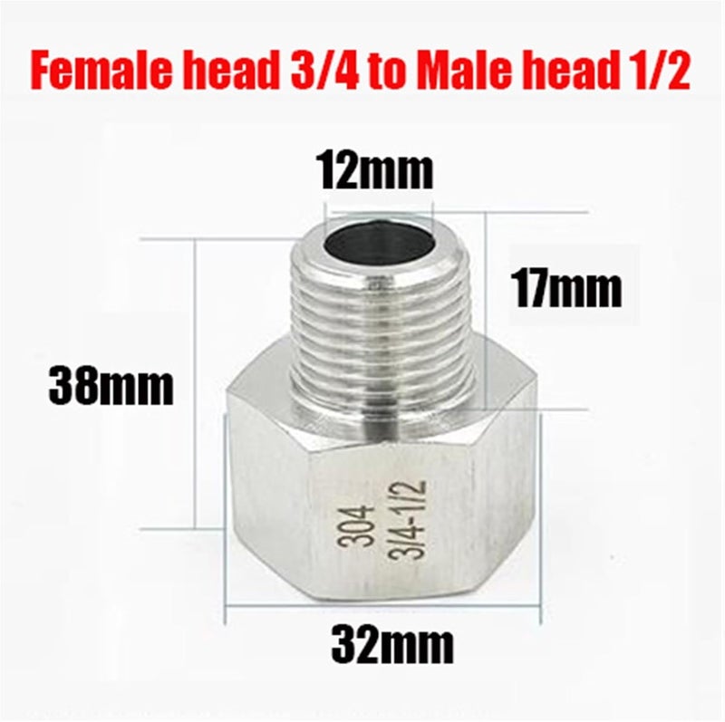 304 Stainless Steel Pipe Adapter, Metric to BSP Male x Female for Instrumentation(Color10) - Image 2