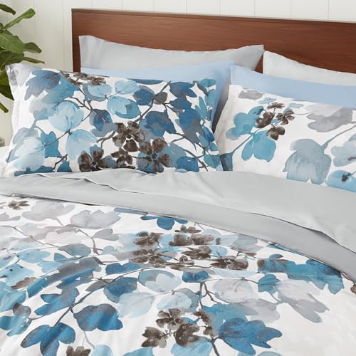 Regency Heights King Comforter Set Blue Bed Set, 9 Pieces Cute Floral Bedding Set Ultra Soft Botanical Flowers Comforter, Sheets, Pillowcases & Shams - Image 2