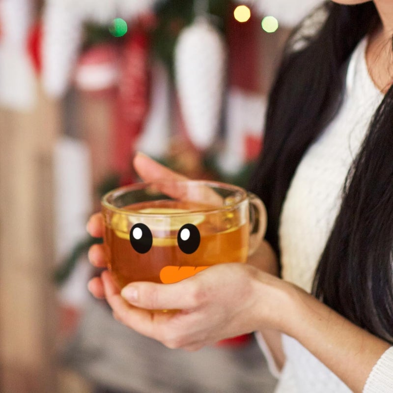 Sliner 6 Pcs Christmas Glass Coffee Mugs with Handle, 16 oz Clear Irish Coffee Mugs Footed Irish Glasses Christmas Winter Holiday Cups for Beverages Latte Hot Chocolate(Snowman) - Image 5