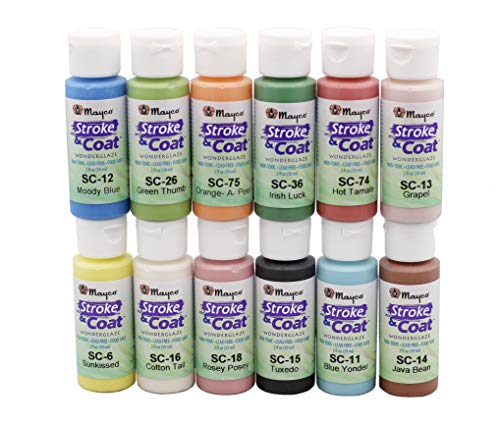 Creative Hobbies Mayco Stroke and Coat Glaze for Ceramics Kit 1 | 12 Assorted 2 oz Jars with How to Paint Pottery Book - Image 5