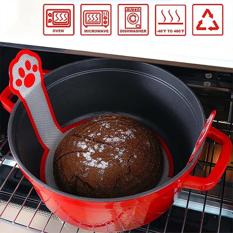 BESTonZON Long Handle Bread Dough Transfer Mat, Red Silicone Baking Pastry Mat for Oven Use, Non-stick Bread Baking Accessory for Dough Rolling and Pastry Preparation - Image 5