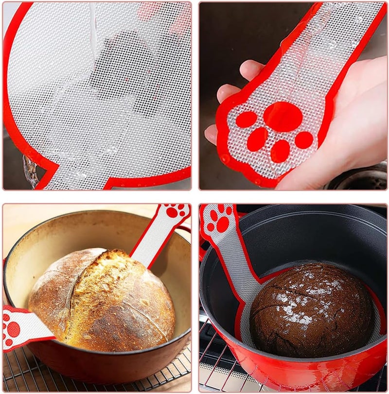 BESTonZON Long Handle Bread Dough Transfer Mat, Red Silicone Baking Pastry Mat for Oven Use, Non-stick Bread Baking Accessory for Dough Rolling and Pastry Preparation - Image 4