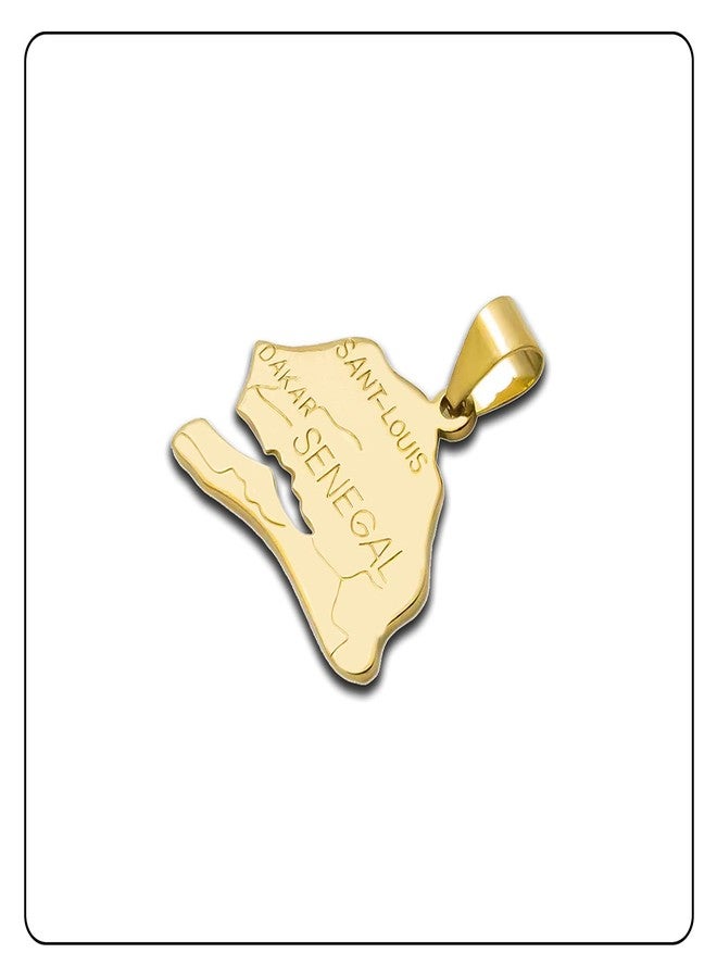 Fusamk Fashion Plated 18K Gold Senegal Map Pendant Necklace,20" Chain - Image 5
