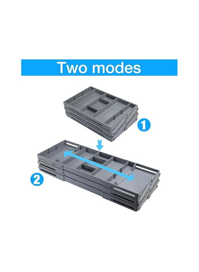 Generic DAJASD 3 Tier Drawer Organiser, Foldable Collapsible Desk Organizer Drawer Trays, Multi Level Smart Drawer Organizer, Multi-use Organizer Tray for Makeup Junk Jewelry Office Supplies(1 Row 3 Tier)  - Image 2