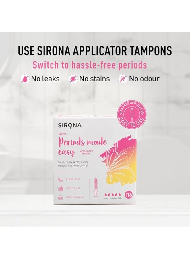 Sirona Applicator Tampons for Heavy & Super Heavy Flow - 16 tampons - Image 3