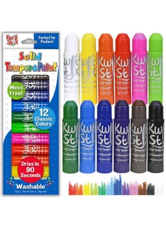 The Pencil Grip Kwik Stix Solid Tempera Paint Sticks, 12 Colors, Washable Paint Sticks for Kids, Super Quick Drying, Non-Toxic, Allergen Free, Paint Sticks in Classic Rainbow Colors, Paint for Kids and Toddlers  - Image 1