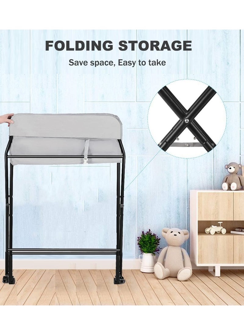 ALMUFARREJ - Portable Baby Changing Table with Wheels, Foldable for Infants, Waterproof, Portable Nursery Organizer for Newborn Essentials - Image 1