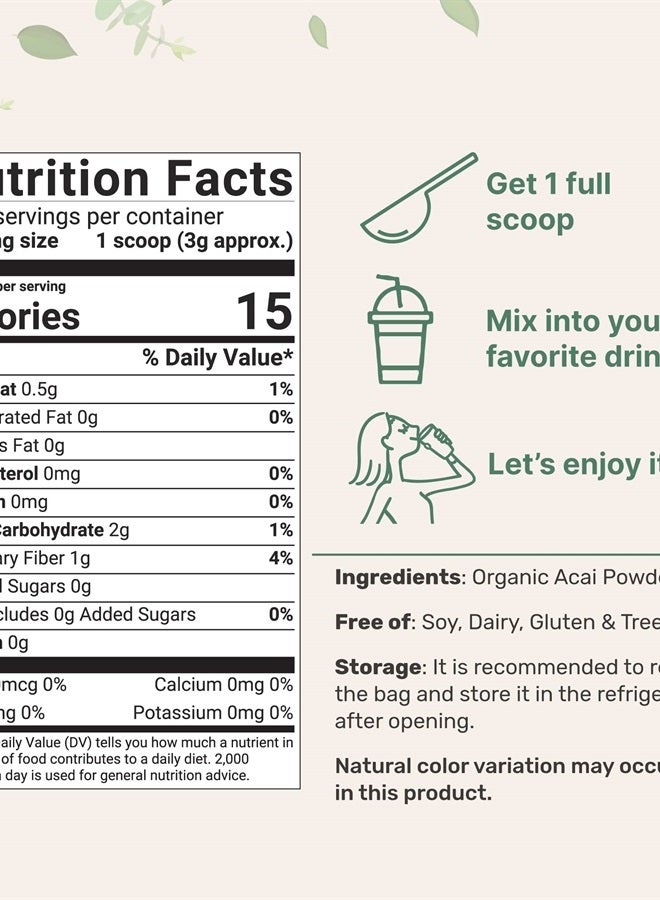 Micro Ingredients Organic Acai Powder, 8oz | 100% Natural Fruit Powder | Freeze-Dried Brazilian Wildberry Source | No Sugar & Additives | Great Flavor for Drinks, Smoothie, & Beverages | Non-GMO & Vegan Friendly - Image 2