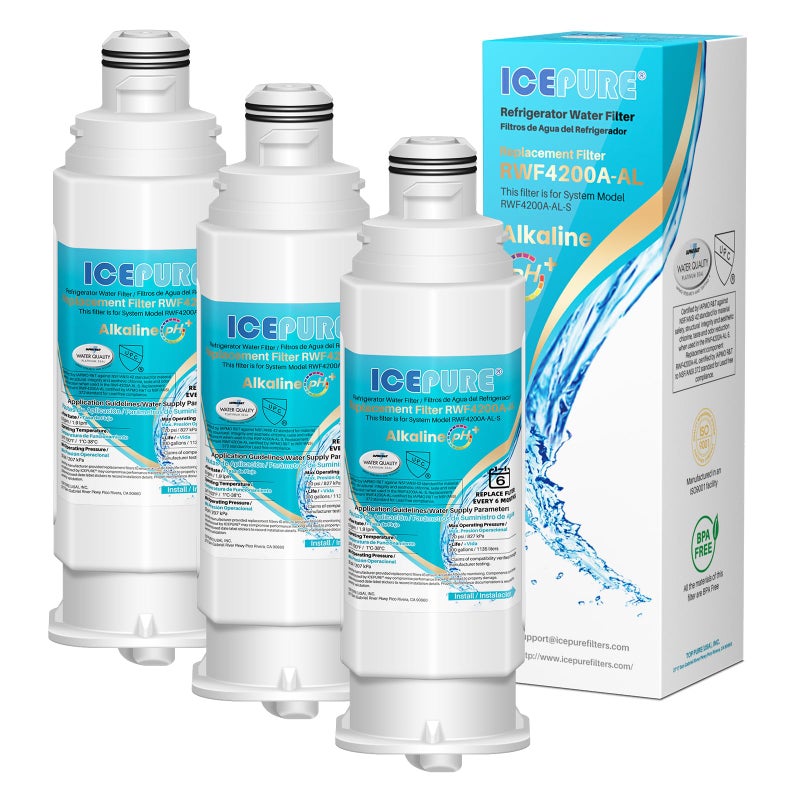 ICEPURE Alkaline DA97-17376B Refrigerator Water Filter Replacement for Samsung HAF-QIN/EXP, DA97-08006C, WD-F45, WS645A RS27T5200SR RS22T5201SR RF28R7201SR RF32CG5400SR RF23M8070SG, Enhances PH, 3Pack - Image 1