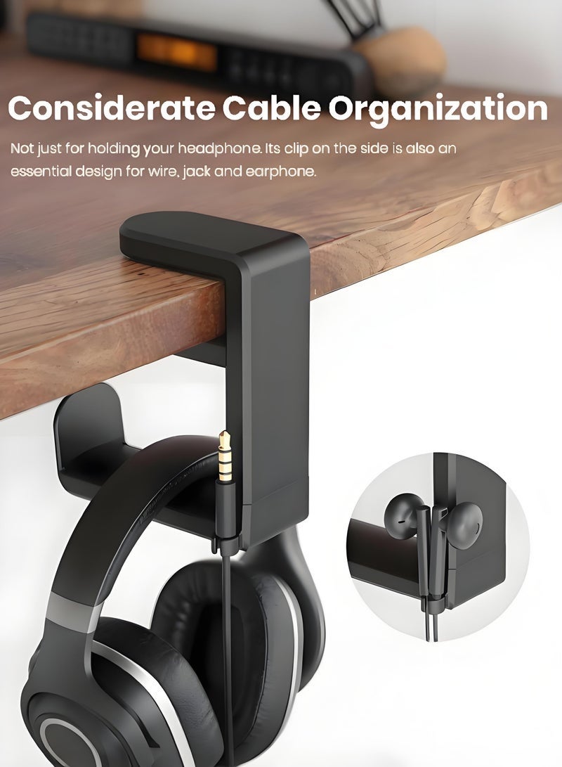 Adjustable Headset Stand, Under Desk Headphone Holder, 360° Rotating Headphone Hanger Hook - Image 2