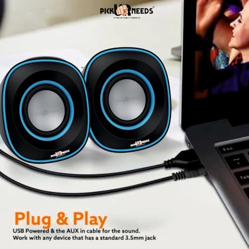 Pick Ur Needs Computer Speaker Multimedia Sound Bass Subwoofer Speaker System for PC Laptop (Silver) (Blue) - Image 3