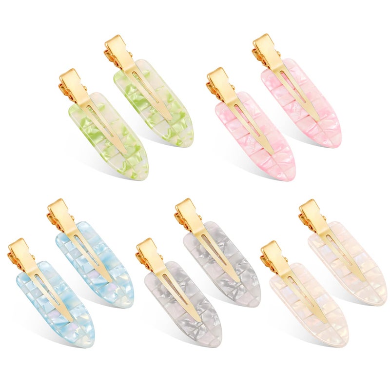 KesaPlan 10PCS No Bend Hair Clips No Crease Hair Clips for Styling Acrylic Resin Flat Duckbill Clips Colorful Bang Seamless Hair Barrette for Women Girls makeup hairstyle Accessories