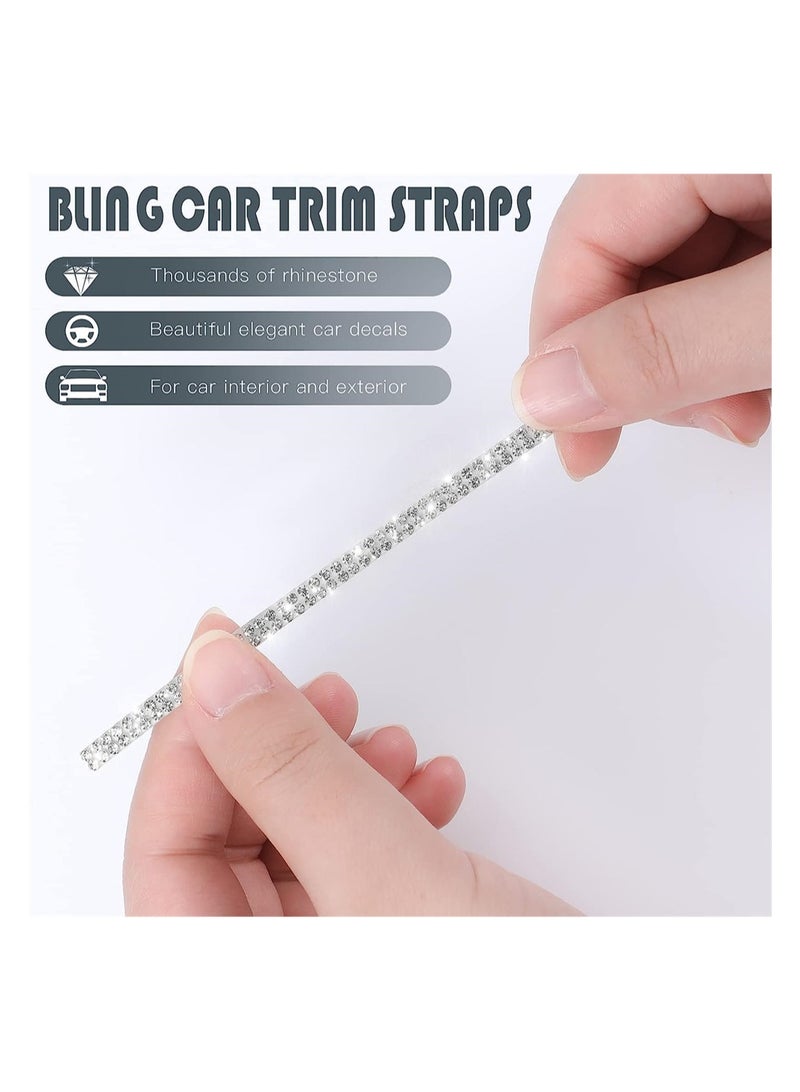 Zikra Bling Car Trim Self Adhesive Bling Car Interior Exterior Accessories for Women Car Dashboard Decorations Rhinestone Car Accessories Bling Stickers for Car Ornaments 5m White - Image 3