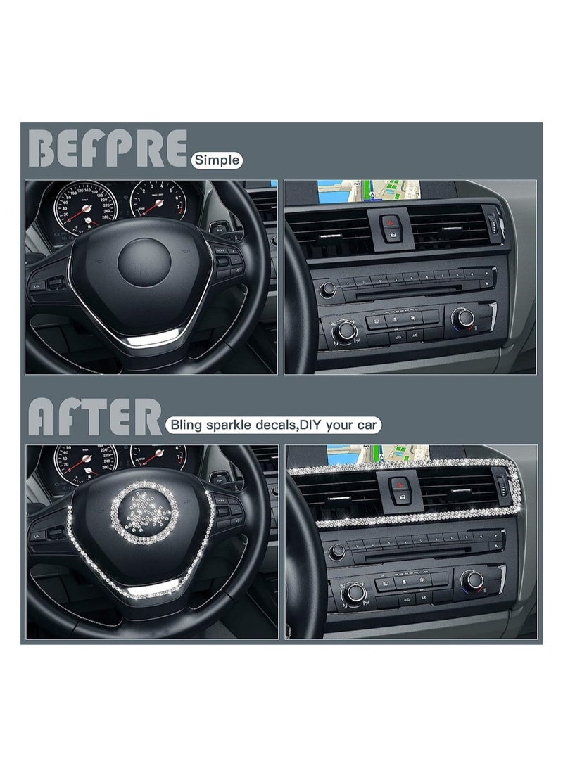 Zikra Bling Car Trim Self Adhesive Bling Car Interior Exterior Accessories for Women Car Dashboard Decorations Rhinestone Car Accessories Bling Stickers for Car Ornaments 5m White - Image 5
