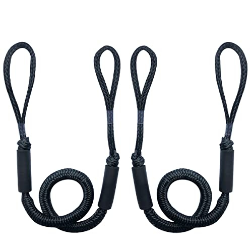 NIUTRIP Bungee Dock Line,Boat Rope Stretchable Docking String with Foam Float for Pontoon Boat,Jet ski, seadoo,WaveRunner,Kayak,Boating Gifts for Men,2pack,4-5.5FT (Black) - Image 1