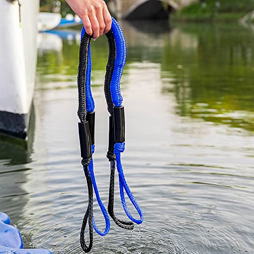 NIUTRIP Bungee Dock Line,Boat Rope Stretchable Docking String with Foam Float for Pontoon Boat,Jet ski, seadoo,WaveRunner,Kayak,Boating Gifts for Men,2pack,4-5.5FT (Black) - Image 3