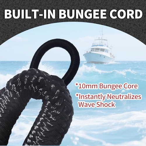 NIUTRIP Bungee Dock Line,Boat Rope Stretchable Docking String with Foam Float for Pontoon Boat,Jet ski, seadoo,WaveRunner,Kayak,Boating Gifts for Men,2pack,4-5.5FT (Black) - Image 5