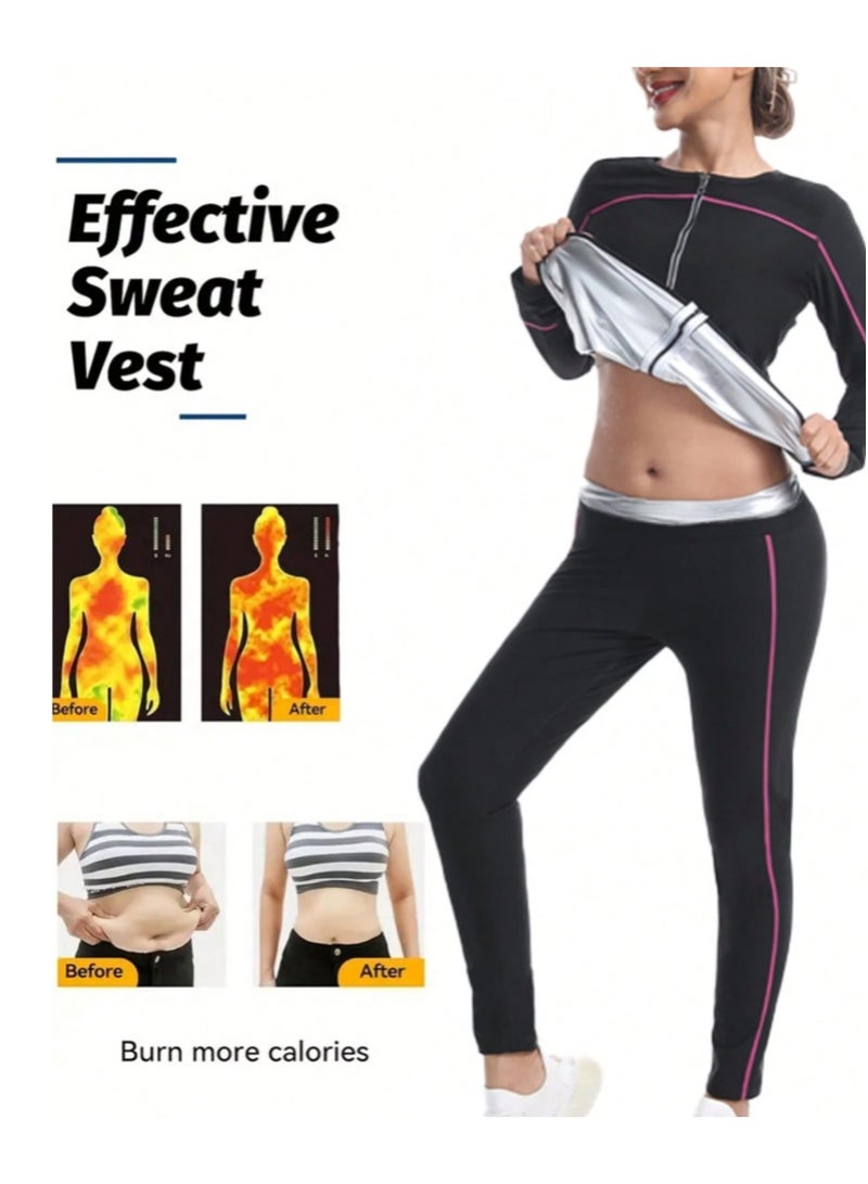 أبوستيم طقم بدلة ساونا للنساء مع قفازات وجوارب يعزز التعرق لتقليل دهون البطن بشكل فعال ونحت قوام مثالي - Image 2