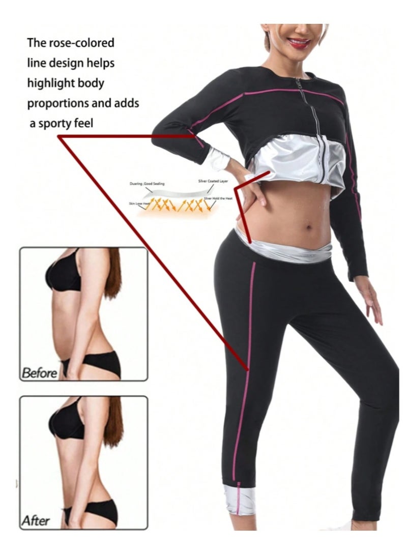 أبوستيم طقم بدلة ساونا للنساء مع قفازات وجوارب يعزز التعرق لتقليل دهون البطن بشكل فعال ونحت قوام مثالي - Image 4