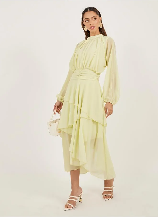 Styli Styli Women Elegant Yellow A-Line Maxi Dress