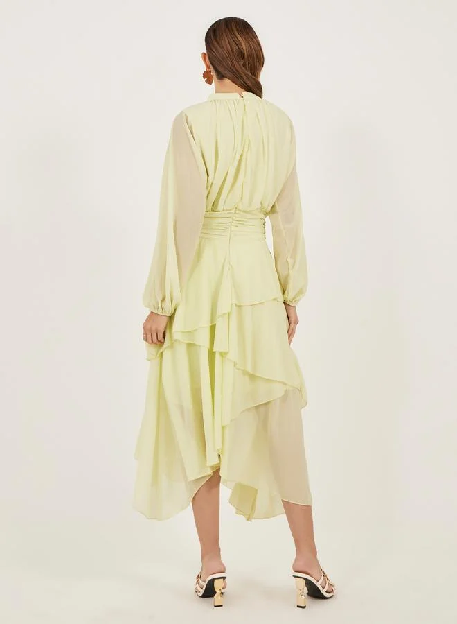 Styli Tiered Chiffon Dress