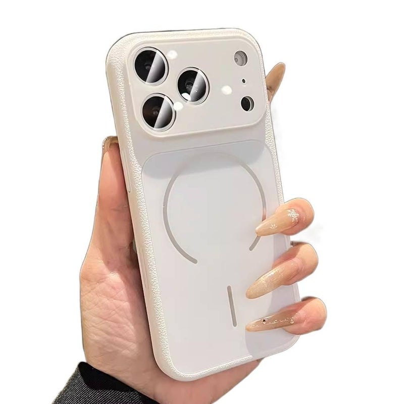 غطاء MagSafe بGlass لـ iPhone 13 مع لمسة نهائية غير لامعة ومغناطيس قوي مع مقاوم للصدمات مع مقاوم لبصمات الأصابع مع حماية من السقوط باللون أبيض مغناطيسي للهدايا للاستخدام الشخصي - Image 1